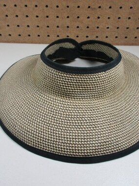 Karen Keith womens khaki an black paper Sun Beach visor M